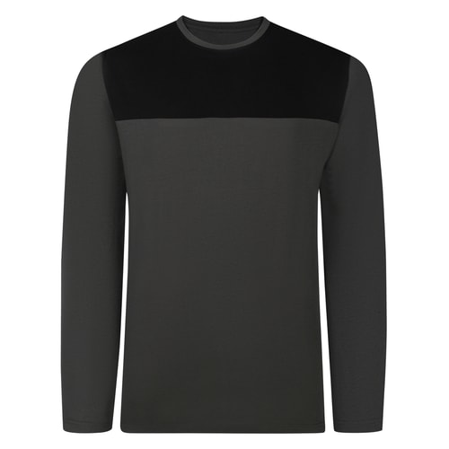Bigdude Cut & Sew 2 Tone Long Sleeve T-Shirt Charcoal/Black