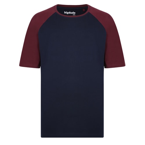 Bigdude Contrast Raglan Sleeve T-Shirt Navy/Burgundy