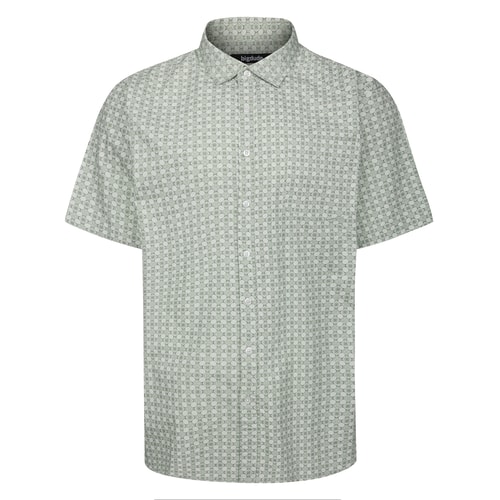 Bigdude Mosaic Print Short Sleeve Shirt Green