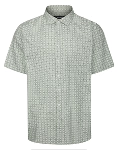 Bigdude Mosaic Print Short Sleeve Shirt Green