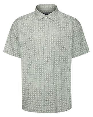 Bigdude Mosaic Print Short Sleeve Shirt Green