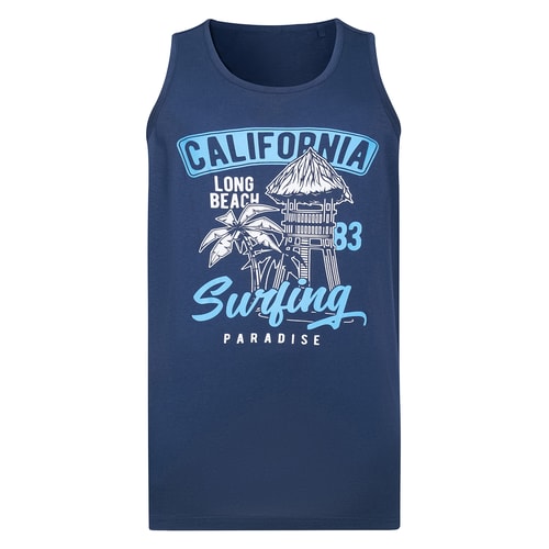 Bigdude California Surfing Paradise Print Vest Navy Tall