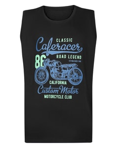 Bigdude Vintage Motorcycle Club Print Sleeveless T-Shirt Black