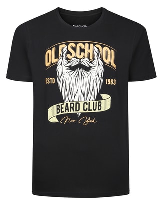 Bigdude Old School Beard Club Print T-Shirt Black