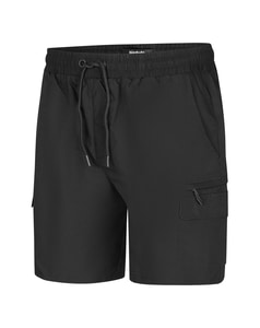 Bigdude Fully Elasticated Tech Cargo Shorts Black