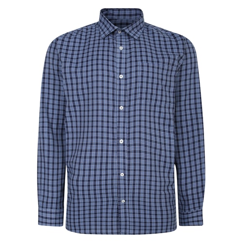 Bigdude Long Sleeve Check Shirt Grey/Blue