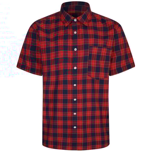 Bigdude Short Sleeve Checked Summer Shirt Red Tall