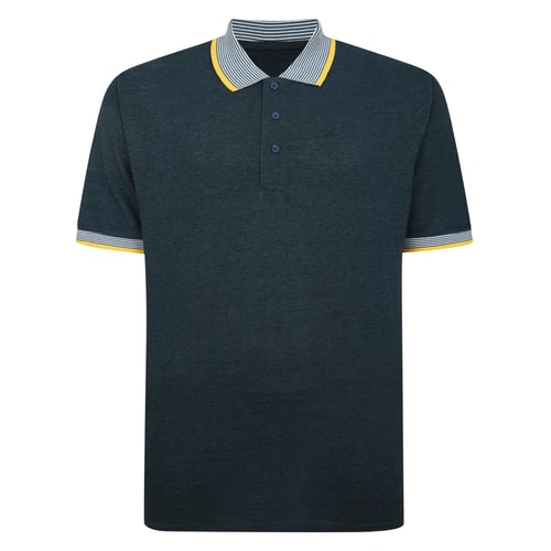 Bigdude Two Tone Polo With Contrast Tipping Petrol Tall