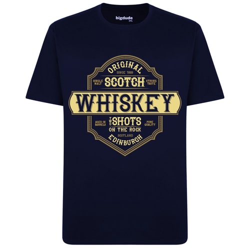 Bigdude Whiskey Print T-Shirt Navy Tall
