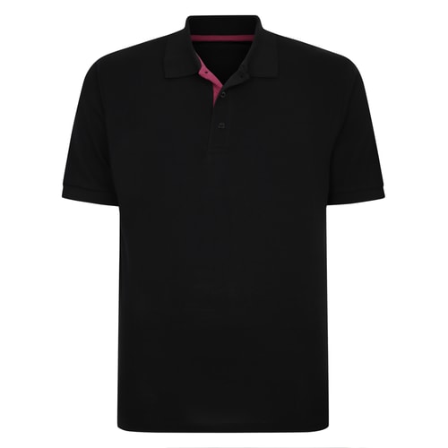Bigdude Contrast Placket Polo Shirt Black