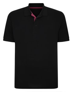 Bigdude Contrast Placket Polo Shirt Black