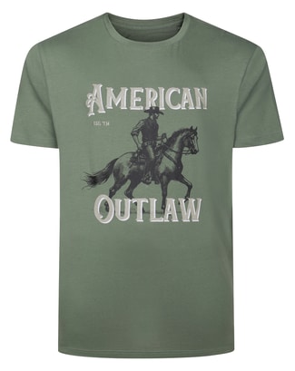 Bigdude American Outlaw Print T-Shirt Sage Green