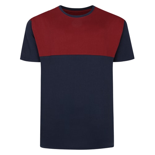 Bigdude Cut & Sew 2 Tone T-Shirt Navy/Burgundy Tall