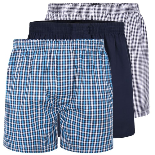 Bigdude Woven Boxer Shorts 3 Pack Ocean Blue