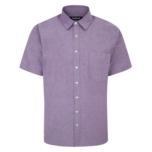 Bigdude Short Sleeve Stretch Oxford Shirt Purple Tall