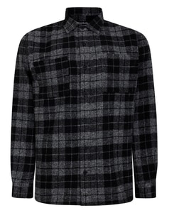 Bigdude Checked Flannel Overshirt Black/Charcoal