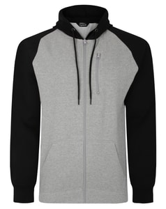 Bigdude Contrast Raglan Full Zip Hoody Grey Marl/Black