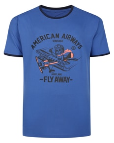 Bigdude American Airways Print T-Shirt Light Denim