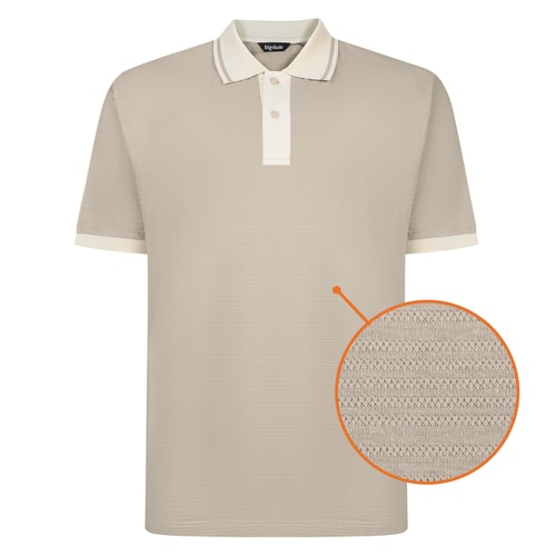 Bigdude Textured Tipped Polo Stone Tall