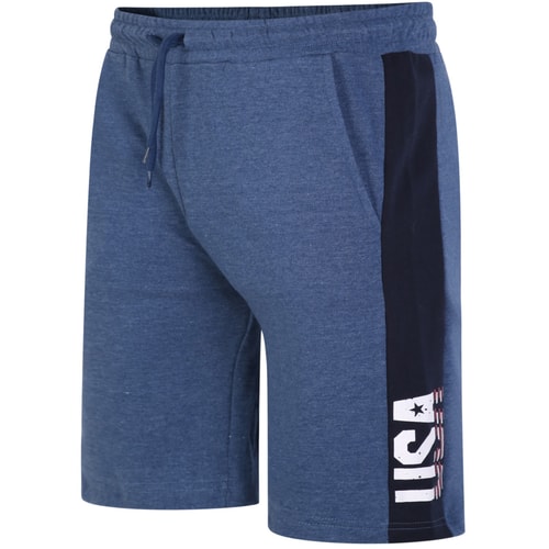 Bigdude USA Print Side Panel Jogger Shorts Dark Denim