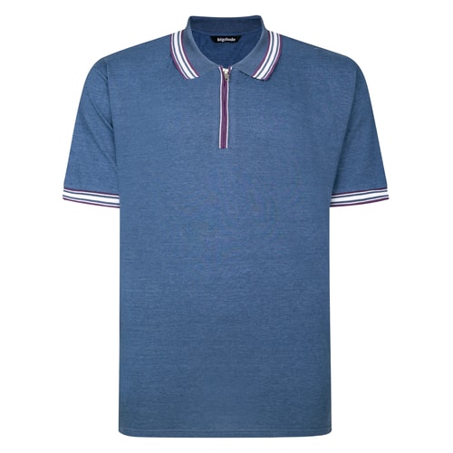 Bigdude Zipped Polo With Tipping Denim
