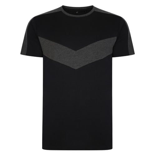 Bigdude Chevron Cut And Sew T-Shirt Black/Charcoal