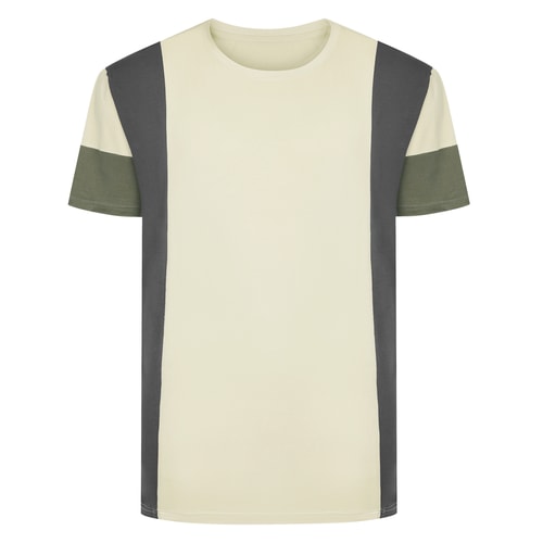 Bigdude Side Panel Cut & Sew T-Shirt Light Sage/Charcoal/Khaki