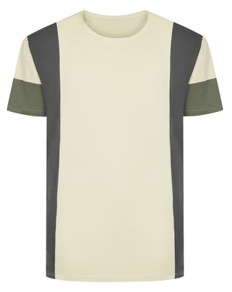 Bigdude Side Panel Cut & Sew T-Shirt Light Sage/Charcoal/Khaki