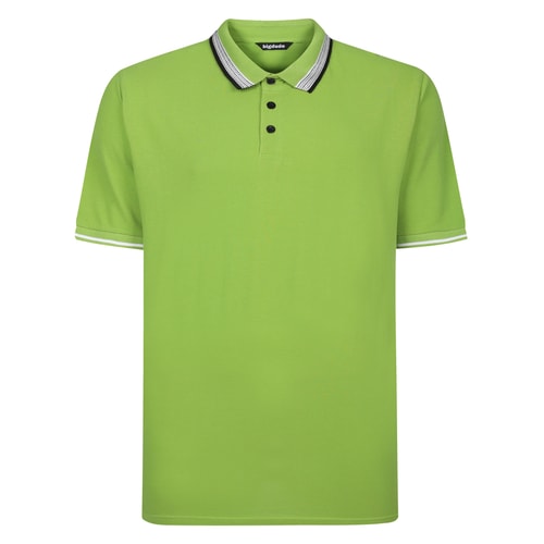 Bigdude Dot Pattern Tipped Polo Grass Green