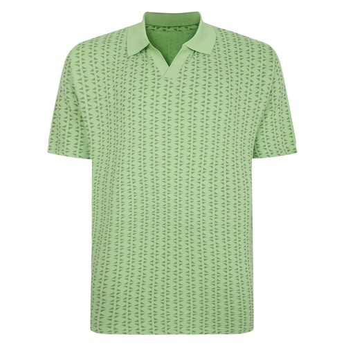 Bigdude Geometric Print Polo Shirt Lime Green
