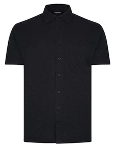 Bigdude Pique Fabric Short Sleeve Shirt Charcoal