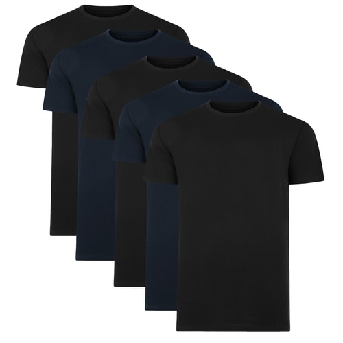 Bigdude 5 Pack Plain T-Shirts Black/ Navy