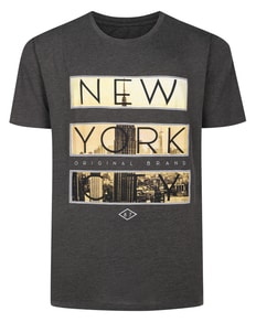 Bigdude New York Print T-Shirt Charcoal