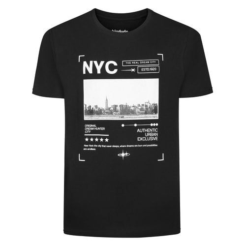 Bigdude NYC Skyline Print T-Shirt Black
