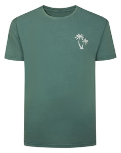 Bigdude Washed Look Chest Print T-Shirt Teal