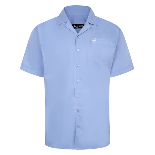 Bigdude Relaxed Collar Short Sleeve Shirt Light Blue