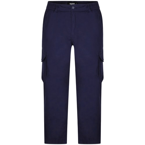 Bigdude Lightweight Elasticated Waist Cargo Trousers Navy Tall