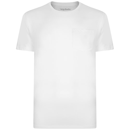 Bigdude Plain Crew Neck T-Shirt With Pocket White