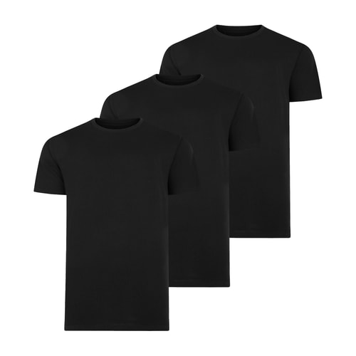 Bigdude 3 Pack Plain T-Shirts Black Tall