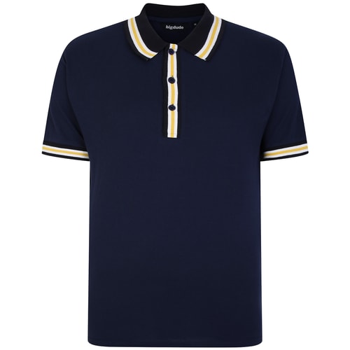 Bigdude Contrast Stripe Tipped Polo Shirt Navy Tall