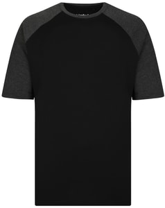 Bigdude Contrast Raglan Sleeve T-Shirt Black/Charcoal Tall