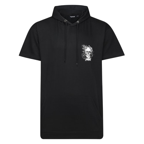 Bigdude Short Sleeve Back Print Hoody Black Tall