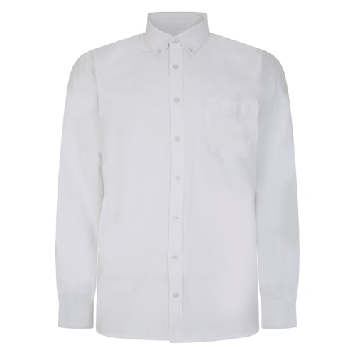 Bigdude Button Down Oxford Long Sleeve Shirt White Tall