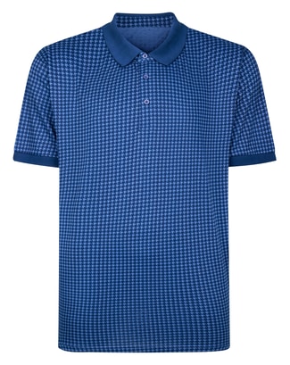 Bigdude Houndstooth Print Polo Shirt Navy