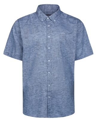 Bigdude Lightweight Linen Touch Button Down Collar Shirt Navy