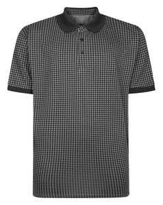 Bigdude Houndstooth Print Polo Shirt Black