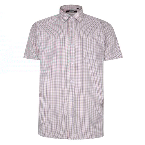Bigdude Woven Check Short Sleeve Shirt Burgundy/White