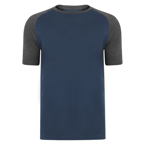 Bigdude Contrast Raglan Sleeve T-Shirt Navy/Charcoal Tall