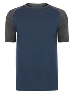Bigdude Contrast Raglan Sleeve T-Shirt Navy/Charcoal Tall