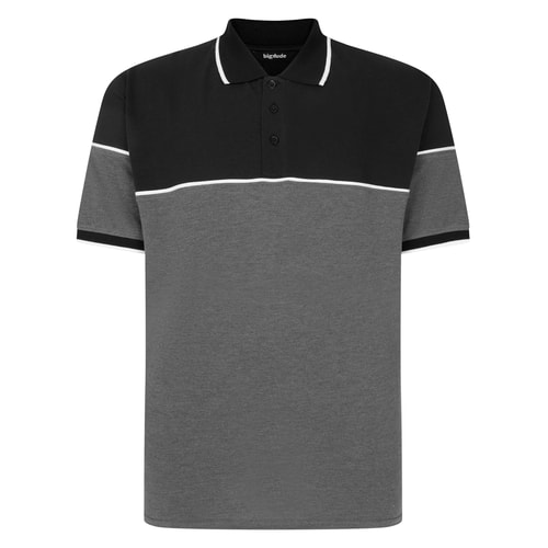 Bigdude Colour Block Polo With Piping Black
